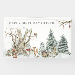 Banderoles Forêt de bois d'hiver   Bienvenue d'anniversaire