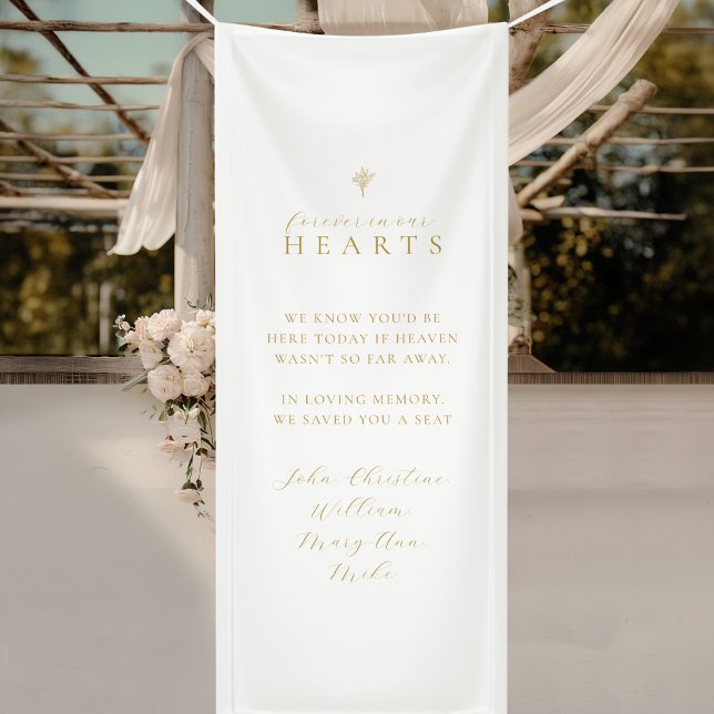 Banderoles Forever in our Hearts! Floral Bouquet Wedding  (Forever in our Hearts! Custom Floral Bouquet White Wedding Memorial Banner)