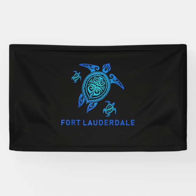 Banderoles Fort Lauderdale Florida Sea Blue Tribal Turtle (Horizontal)