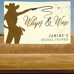 Banderoles Fouet & Cowgirl Vin Mariage Shower