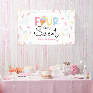 Banderoles Four Ever Sweet Ice Cream 4e fête d'anniversaire