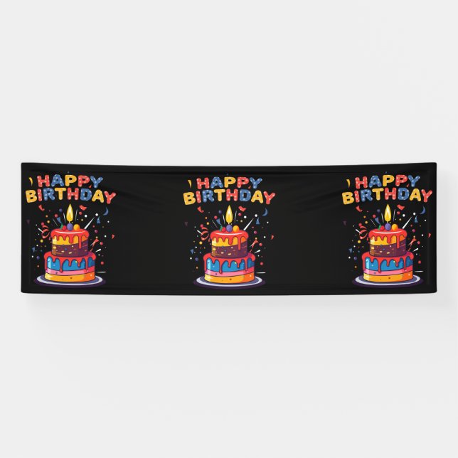 Banderoles Fournitures de thème de fête d'anniversaire joyeux (Horizontal)