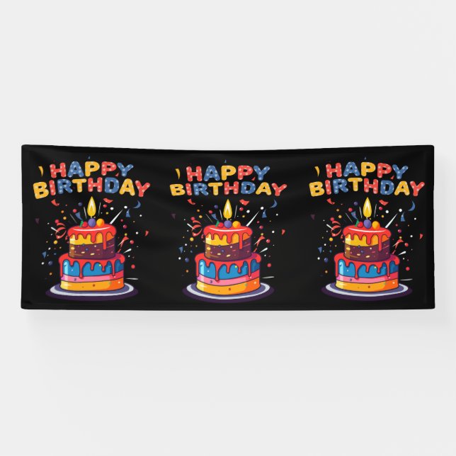 Banderoles Fournitures de thème de fête d'anniversaire joyeux (Horizontal)