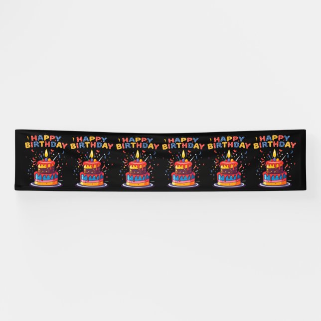 Banderoles Fournitures de thème de fête d'anniversaire joyeux (Horizontal)