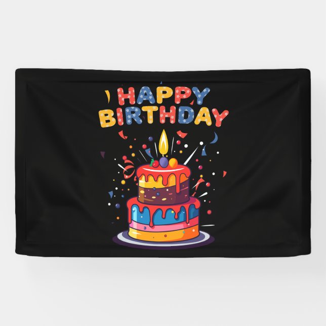 Banderoles Fournitures de thème de fête d'anniversaire joyeux (Horizontal)