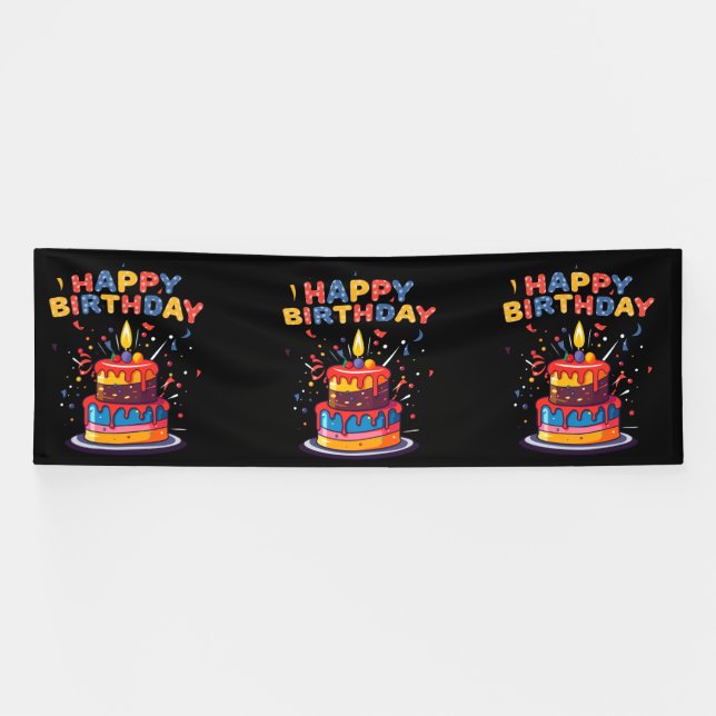 Banderoles Fournitures de thème de fête d'anniversaire joyeux (Horizontal)