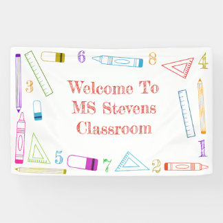 Banderoles Fournitures scolaires de contour Bienvenue Enseign
