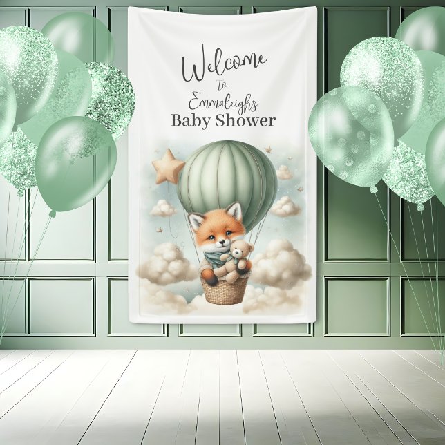 Banderoles Fox Adventure Balloon Baby Shower Vertical Welcome (Créateur téléchargé)