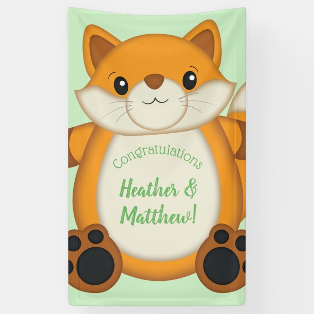 Banderoles Fox Baby shower Green (Vertical)