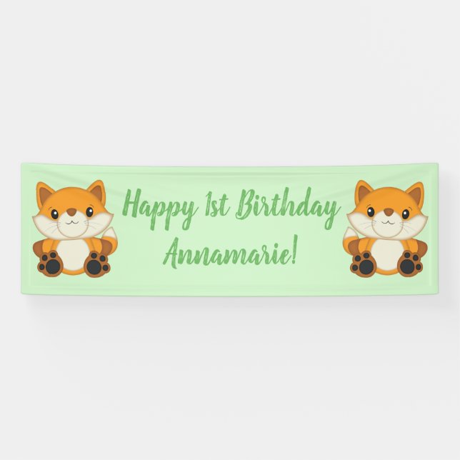Banderoles Fox fête d'anniversaire Green (Horizontal)