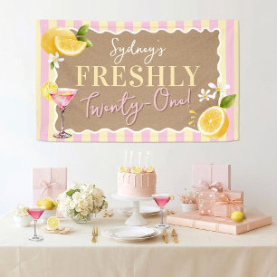 Banderoles Frais Vingt-et-Un Citrons Anniversaire Rayé Rose