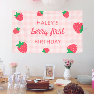 Banderoles Fraise Berry Premier 1er Mignon Bébé Rose Annivers