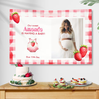 Banderoles Fraise En vichy Baby shower Retro Pique-nique