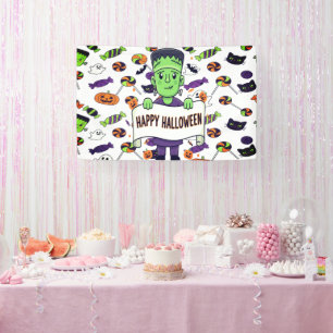Banderoles Frankenstein Halloween Illustration mignonne