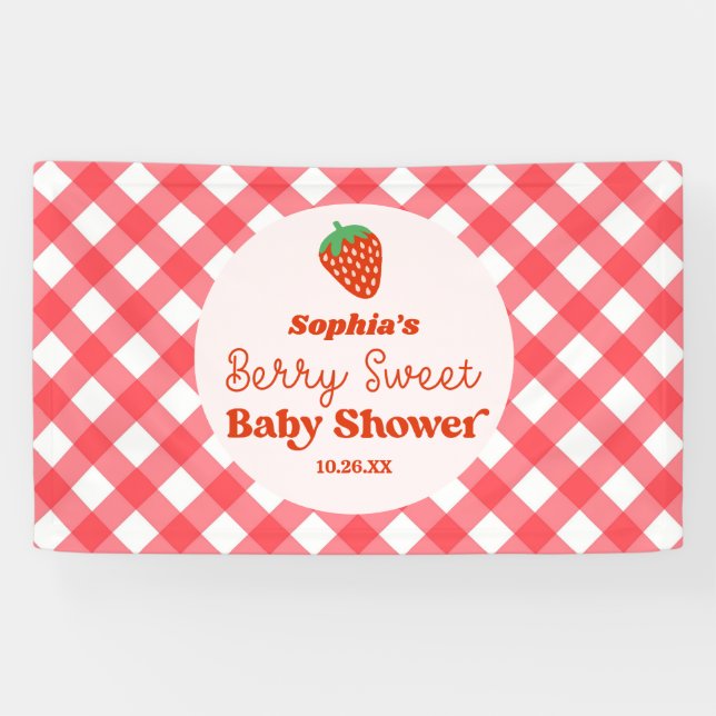 Banderoles Fruit fraise Un Baby shower sucré aux baies (Horizontal)