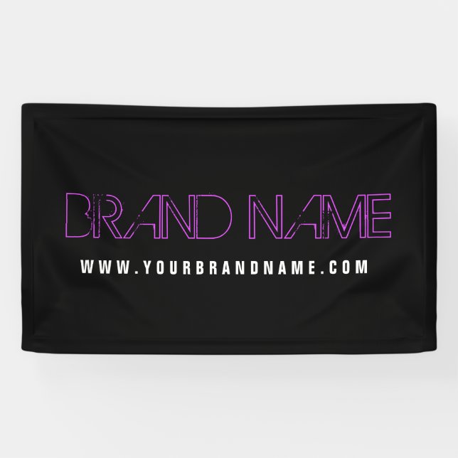 Banderoles Fuchsia Black Modern Grunge Nom de la marque (Horizontal)