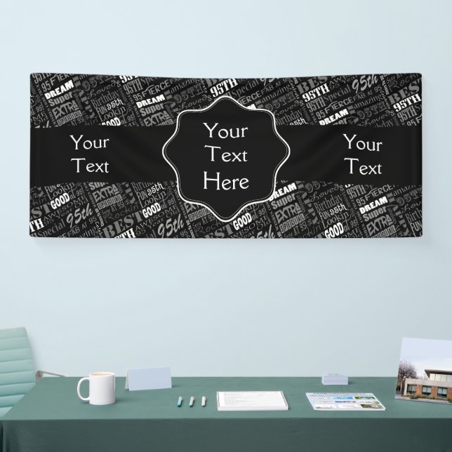 Banderoles Fun 95ème anniversaire fête Monogramme personnalis (Salon professionnel)