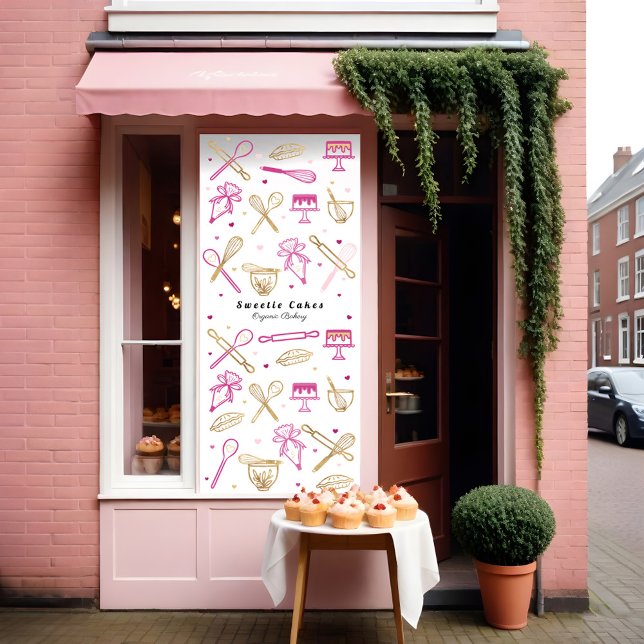 Banderoles Fun Colorful Cuisine & Cuisine Ustensile Blanc & O (Fun Colorful Baking & Cooking Utensil White & Gold Banner)