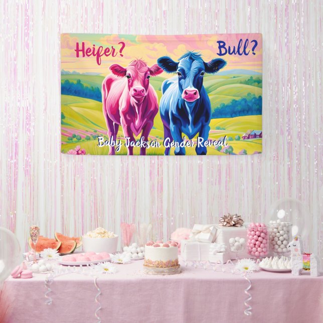 Banderoles Fun Heifer ou Bull Genre Revela (Fête)
