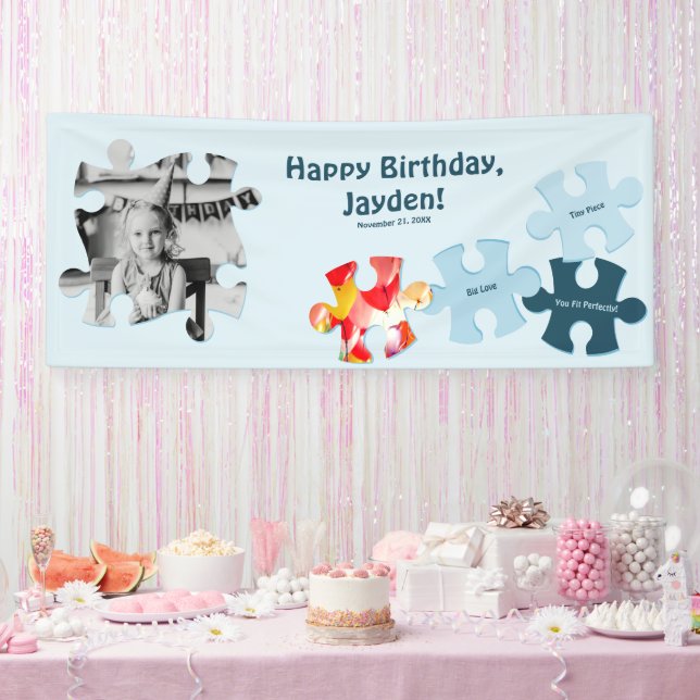 Banderoles Fun Jigsaw Puzzle Custom Image Text Happy Birthday (Fête)