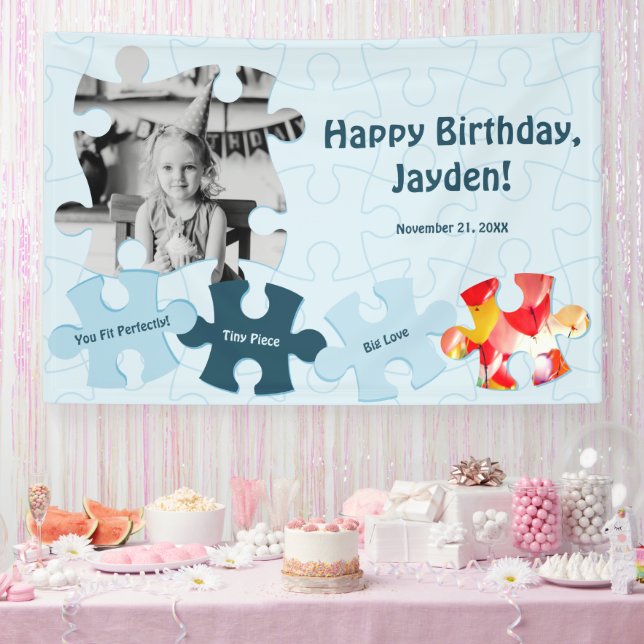 Banderoles Fun Jigsaw Puzzle Theme Image Text Happy Birthday  (Fête)