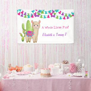 Banderoles Fun Llama entier rose violet Cactus enfant anniver