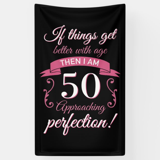 Banderoles Funny 50e anniversaire 'Perfection' (Vertical)