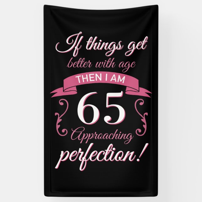 Banderoles Funny 65e anniversaire 'Perfection' (Vertical)