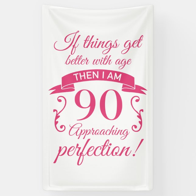 Banderoles Funny 90e anniversaire 'Perfection' (Vertical)