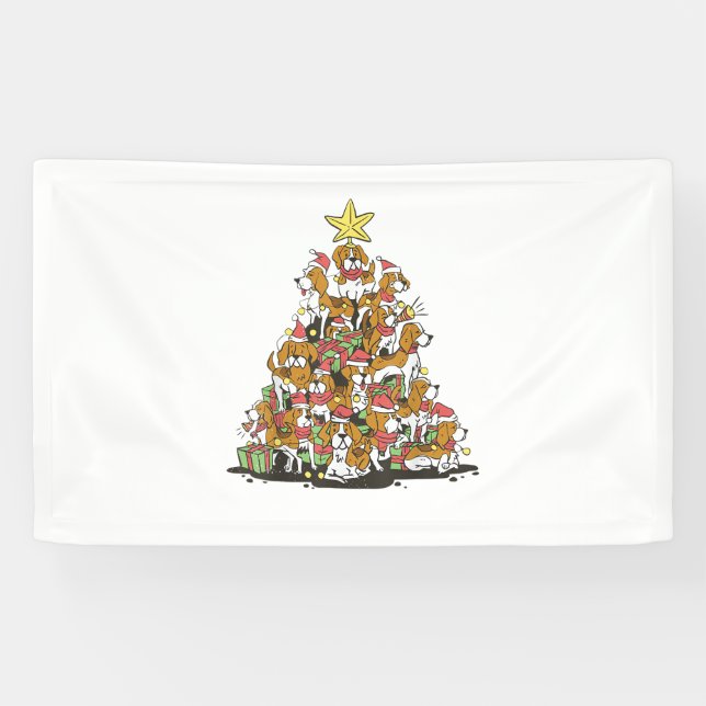 Banderoles Funny arbre de Noël beagle pour amoureux de les ch (Horizontal)