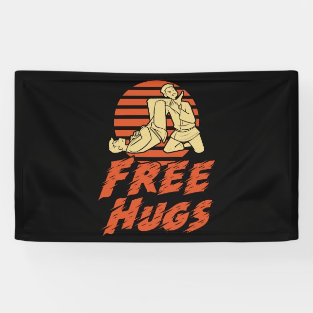 Banderoles Funny Free Hugs - Brésilien Jiu-Jitsu, BJJ Cadeau (Horizontal)