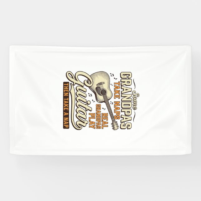 Banderoles Funny Grandpa Guitar Vintage Engraving Shirt Desig (Horizontal)