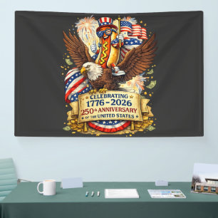 Banderoles Funny Hotdog Riding Eagle 250e anniversaire USA