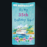 Banderoles Funny Island Beach Birthday Cruise Ship Door<br><div class="desc">La bannière Tropical Cruise Ship est parfaite pour ceux qui veulent célébrer leur anniversaire avec style. Notre bannière est créée avec de l'aquarelle et présente un design de paquebot de croisière qui est sûr d'impressionner. C'est la façon parfaite de décorer votre porte de chambre et de faciliter la recherche de...</div>