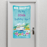 Banderoles Funny Island Beach Birthday Cruise Ship Door<br><div class="desc">La bannière Tropical Cruise Ship est parfaite pour ceux qui veulent célébrer leur anniversaire avec style. Notre bannière est créée avec de l'aquarelle et présente un design de paquebot de croisière qui est sûr d'impressionner. C'est la façon parfaite de décorer votre porte de chambre et de faciliter la recherche de...</div>