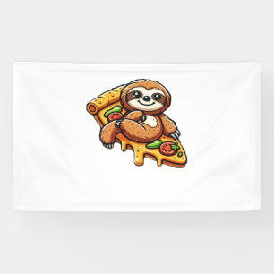 Banderoles Funny Sloth mangeant Pizza, Kawaii Amoureux des an