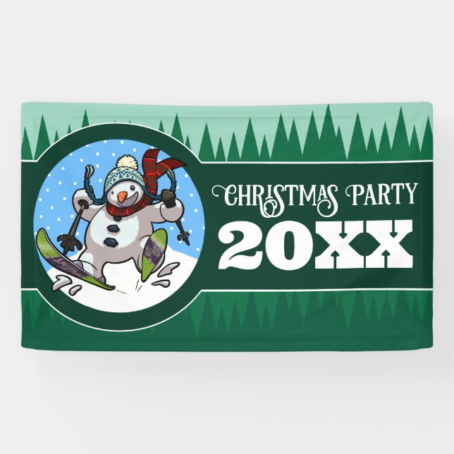 Banderoles Funny Snowman Add The Year Christmas Party Cartoon (Horizontal)