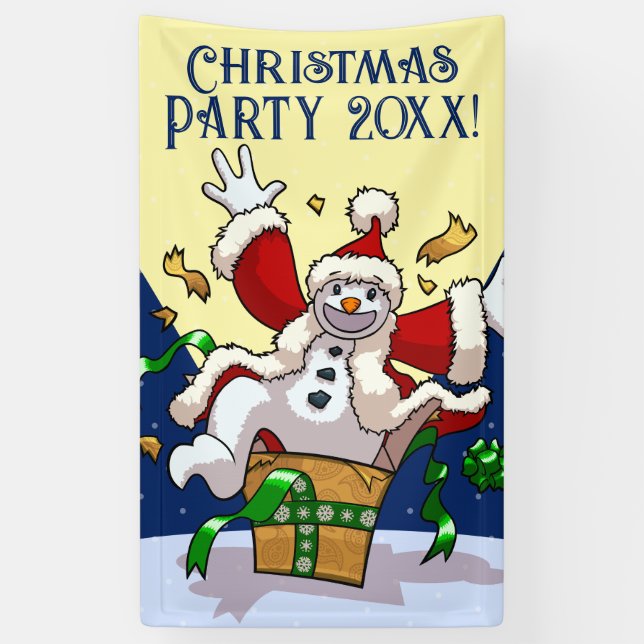 Banderoles Funny Snowman Santa Christmas Party Add The Year  (Vertical)