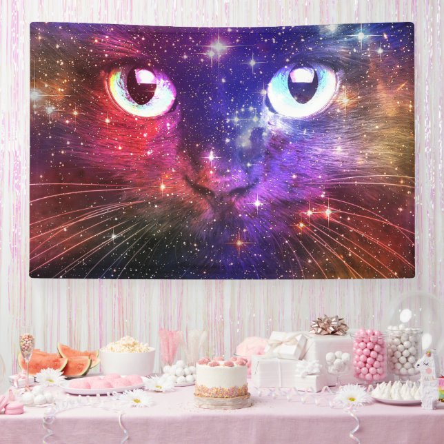 Banderoles Galaxie de chat Burst de couleur  (Fête)
