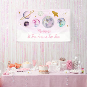 Banderoles Galaxy Pink Gold Espace extra-atmosphérique Annive