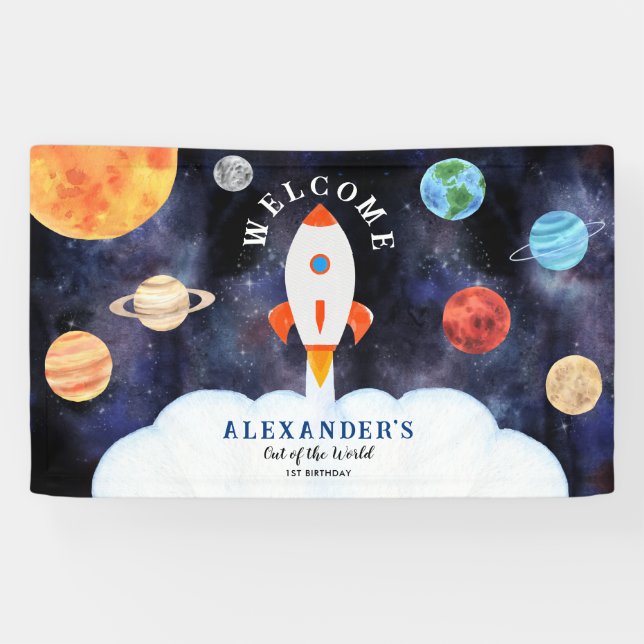 Banderoles Galaxy Planètes et étoiles Space Rocket Bienvenue (Horizontal)