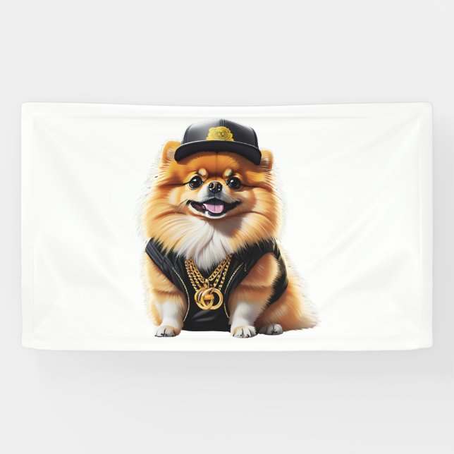 Banderoles Gangsta Pomeranian - Hip Hop Dog Swag (Horizontal)