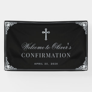 Banderoles Garçon Confirmation Noir Vintage Élégant Calligrap