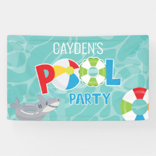 Banderoles garçon requin anniversaire Pool Party