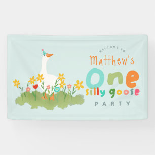 Banderoles Garçons Blue One Silly Goose 1er anniversaire Bien