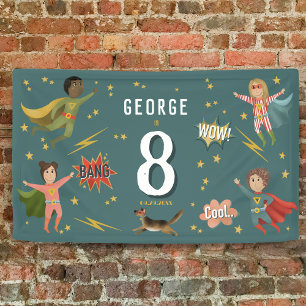 Banderoles Garçons Cool Blue Action Superhero Anniversaire de