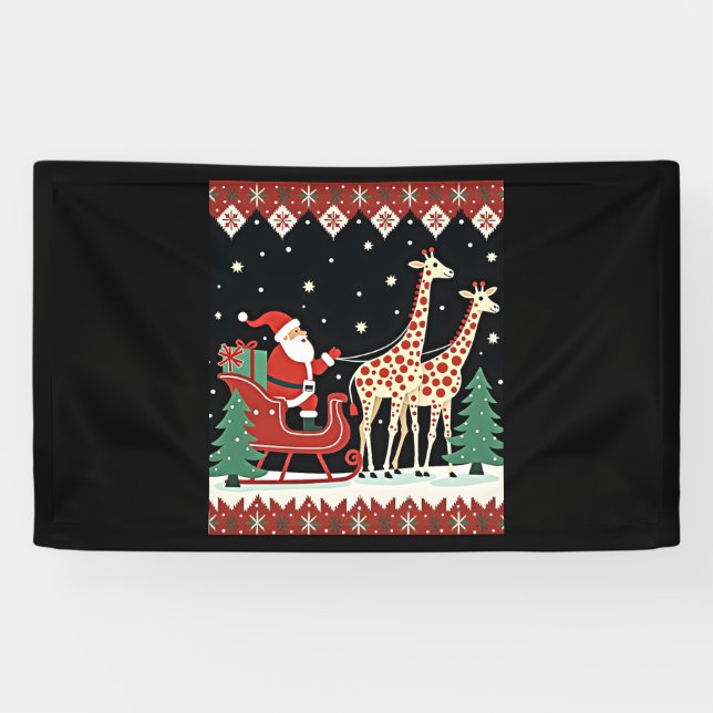 Banderoles Garçons Filles Santa Claus équitation Giraffe Slei (Horizontal)
