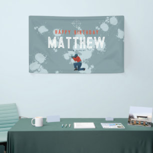 Banderoles Garçons Moderne Blue Paintball Anniversaire de enf