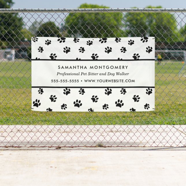 Banderoles Garde d'animaux professionnelle Empreintes de patt (En situation)