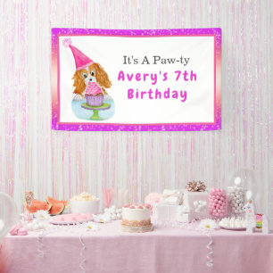 Banderoles Gâteau Cavalier King Charles Anniversaire Aquarell
